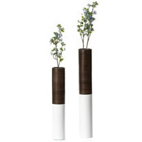 Modern Tall Decorative White and Brown Ripped Cylinder Floor Vase