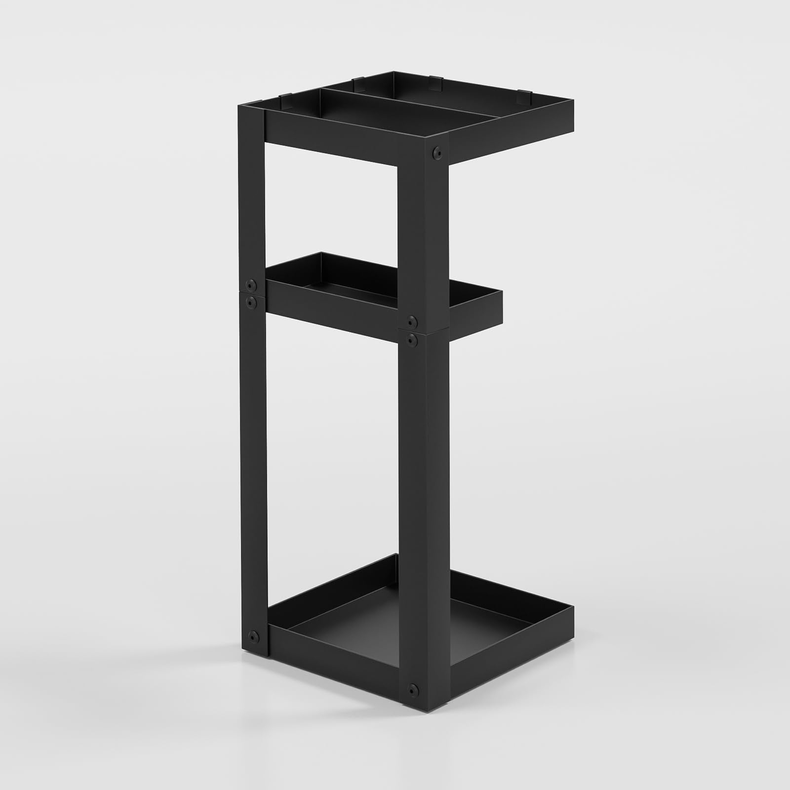 Umbrella Stand  Steel Holder Rack With Small Shelf For Entryway Office 4 Hooks Black