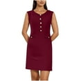 thumbnail image 4 of Karight Women's Formal Work Mini Dress Casual Summer Sleeveless Elegant Button Bussiness Office Outfits, 4 of 9