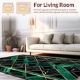 thumbnail image 2 of ODIKA 4'x6' Machine Washable Non-Slip Area Rug, Contemporary Black Marble & Green Geometric Intersecting Motif High Traffic Rug, Green, 137180, 2 of 7