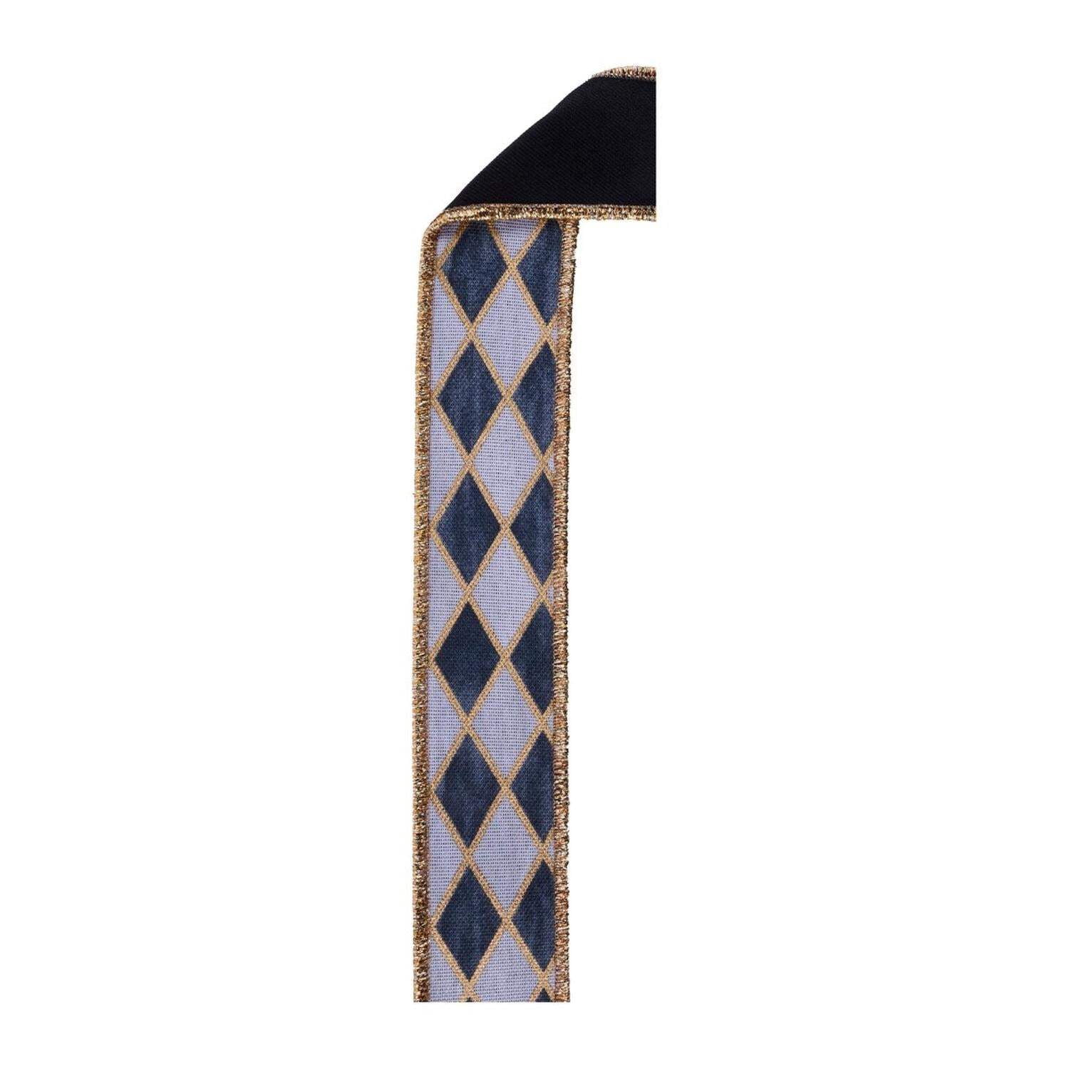1.5 in Antique Harlequin Fused Ribbon: Black (10 Yards)