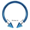 thumbnail image 3 of FANSING 16g 12mm Blue Surgical Steel Horseshoe Septum Rings 16 Guage Internally Threaded Circular Barbell with Removable Spike Ends, 3 of 3