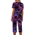thumbnail image 4 of Kixjoy Womens Lounge Set Sweat Capris Sets Short Sleeve Lounge Fall Sweatsuits Valentines Plus Size Loose Fit Outfits for Women with Pockets, Dark Purple M, 4 of 7
