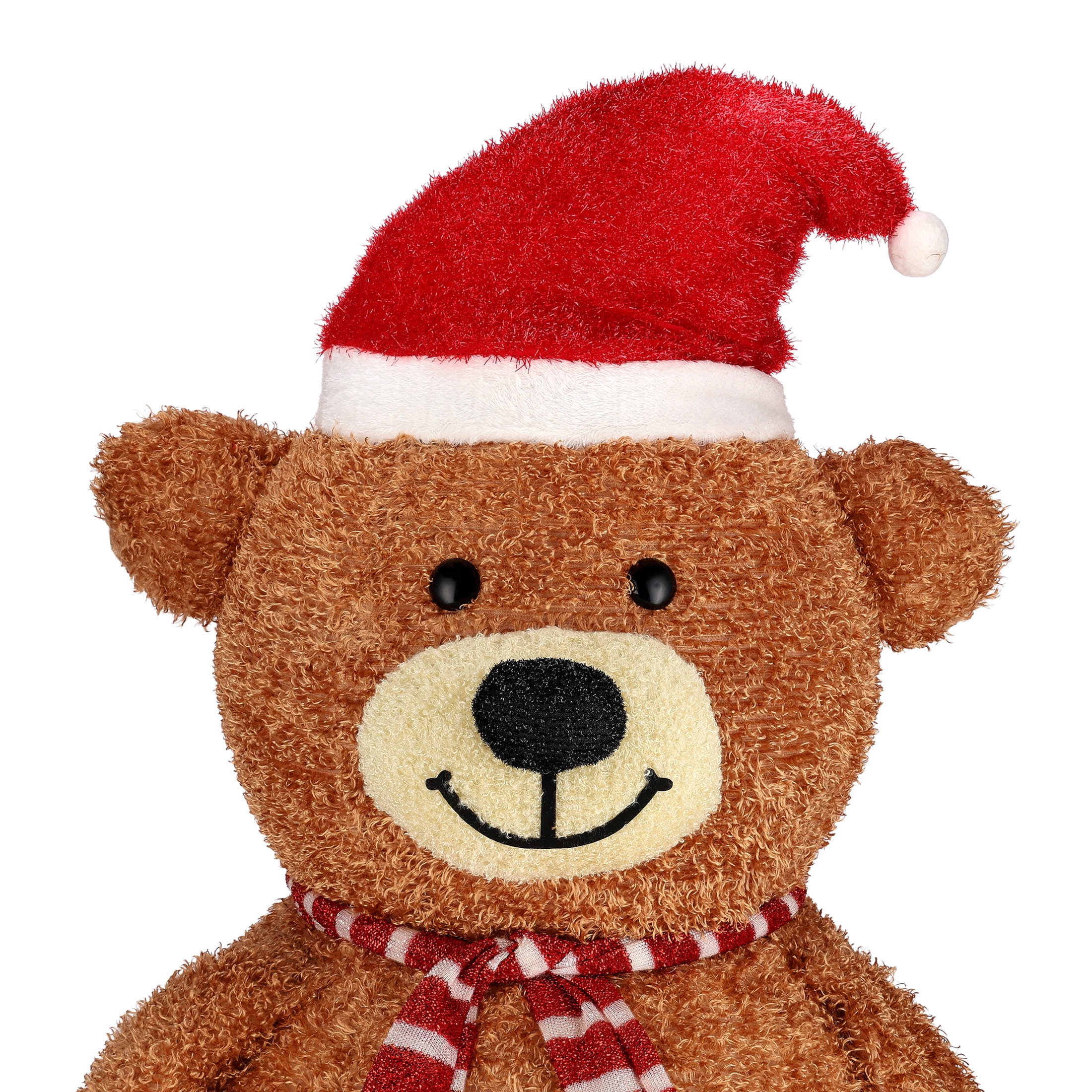 Indoor/Outdoor Light-Up Fluffy Pop-Up Bear Christmas Decoration with 230 LED Lights, Warm White, 55", by Holiday Time