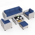 thumbnail image 6 of SHGJ&SOFT 7 Piece Patio Furniture Set, Wicker Outdoor Sectional Sofa with Washable Cushion Covers and Tempered Glass Table, Rattan Conversation Set for Poolside, Lawn, Balcony, 6 of 12