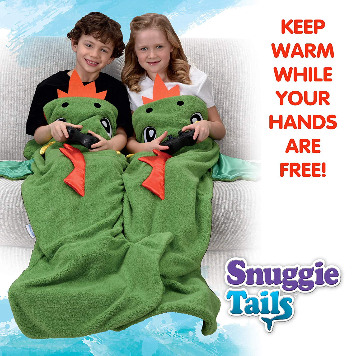 Snuggie Tails Dragon Kids Blanket Green Cozy Soft  As Seen On TV 