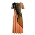 thumbnail image 3 of Women's Plus Size Casual Fashion Striped Print Round Neck Short Sleeve Pocket Tie-Waist Swing Dress - Orange 4XL, 3 of 5