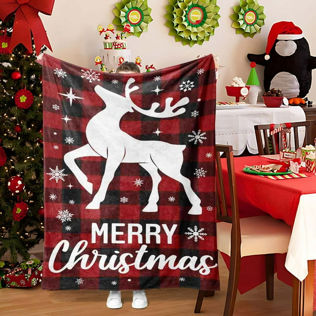 Dmlowu Christmas Blanket - 39x59 inch Flannel Throw Blanket for Couch Sofa Bedroom, Fluffier Soft Christmas Throw Blanket for Holiday Party Christmas Decorations