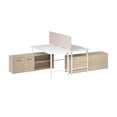 thumbnail image 2 of Hustle 2 Person Desk with Low Storage Cabinet in White/Elm - Engineered Wood, 2 of 9