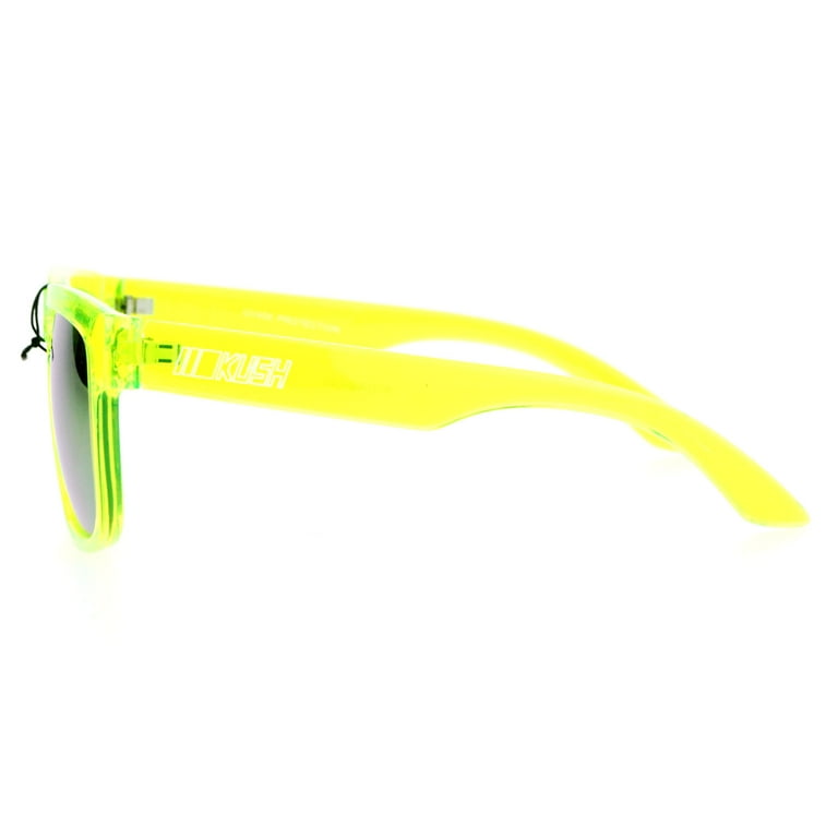 Kush Mens Neon Pop Horn Rim Sport Horned Sunglasses Green