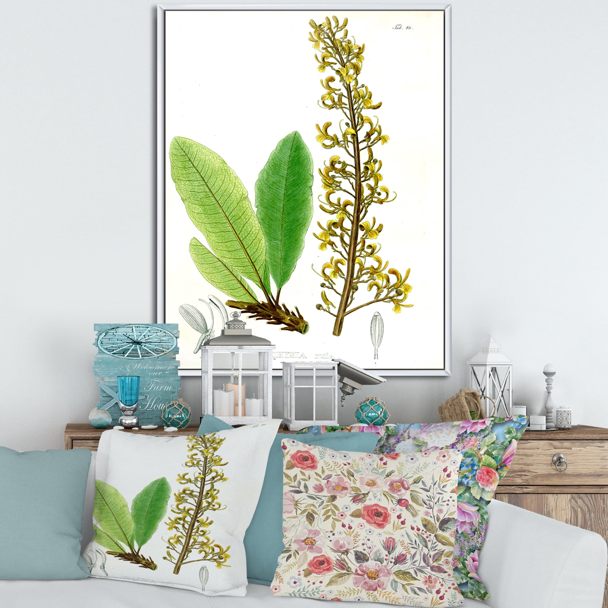 Designart 'Ancient Brazilian Plant IV' Traditional Framed Canvas Wall Art Print