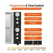 KFFKFF Electric Pizza Oven, 18 Dual-Layer Commercial Countertop Pizza Maker, 842°F Max Temperature, Indoor Oven with Thermometer, Separate Upper & Lower Temperature Control & Timer for Home