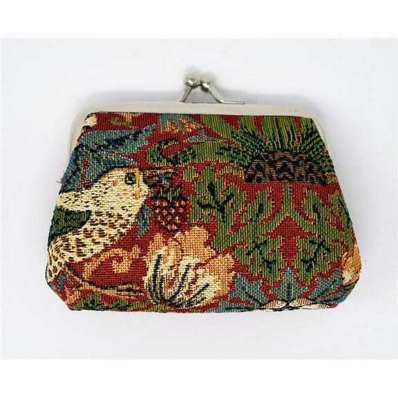 Sinobrite 01-Strawberry Thief Tapestry Coin Purse with Clasp - Strawberry Thief