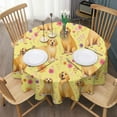 thumbnail image 3 of Golden Retrievers and Pioneer Flower Round Tablecloth 60"x60",Wrinkle Wipeable Table Cloth for Kitchen Dining Room Picnic Patio Party, 3 of 6