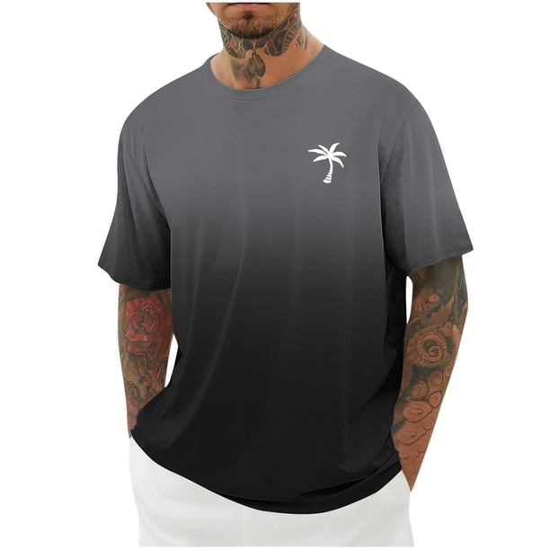 Camisas de Manga Larga para Hombres Imprimir Casual Cuello Redondo Blusa de Manga Corta, Camisas de Lino para Hombres