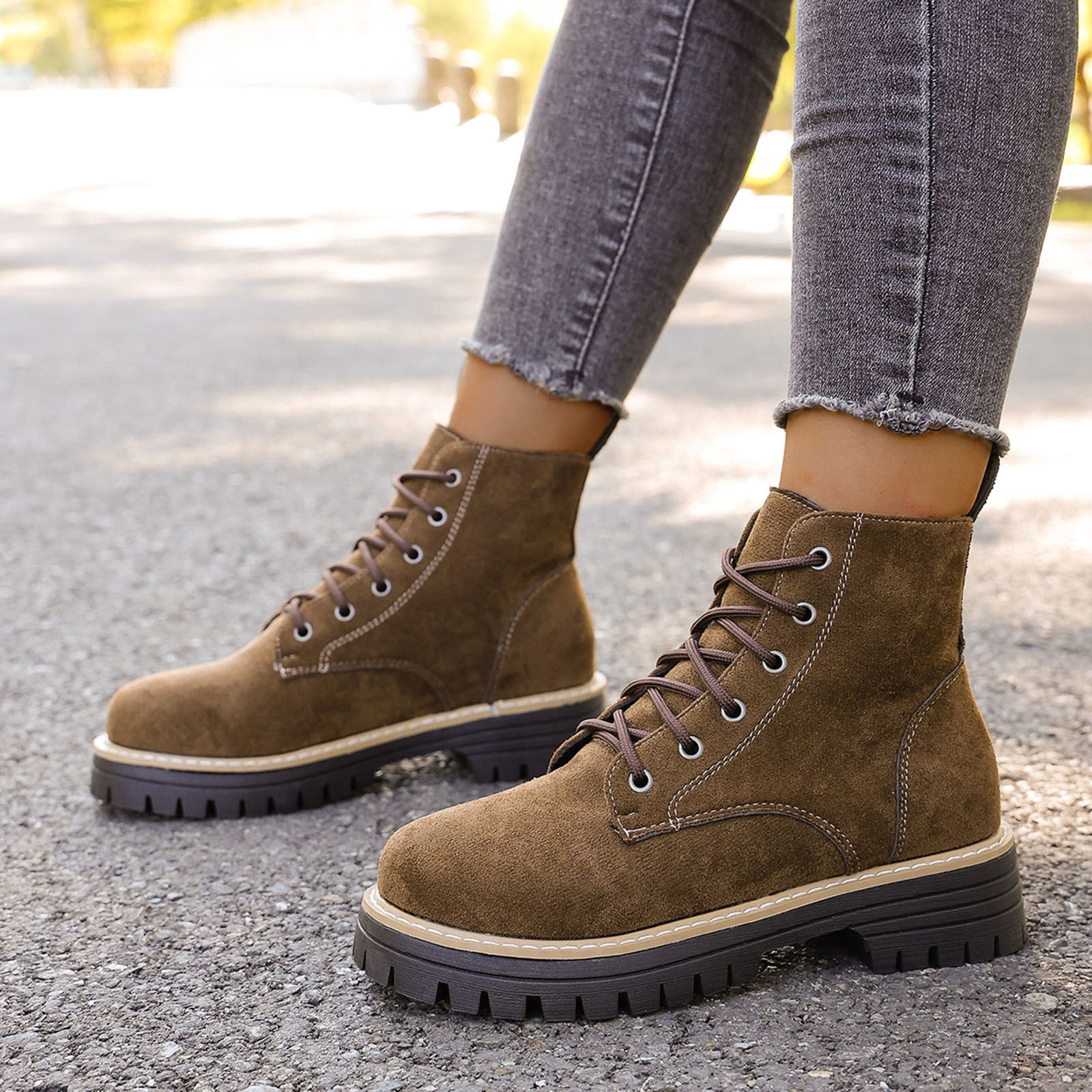 Hinvhai Women's Outdoor Waterproof Hiking Boot Snow Boots Walking Shoes Brown 8.5(41)
