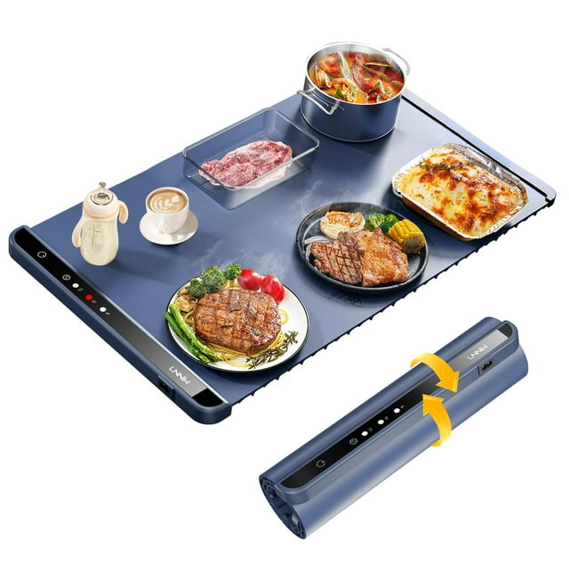 LNNIW Tapis Chauffant pour Aliments, Tapis Chauffant pour Aliments Chauffage Rapide en 10s & Enroulable, Température Constante Programmée & Facile à Ranger, Aide Parfaite pour Réunions de Famille & Divertissements