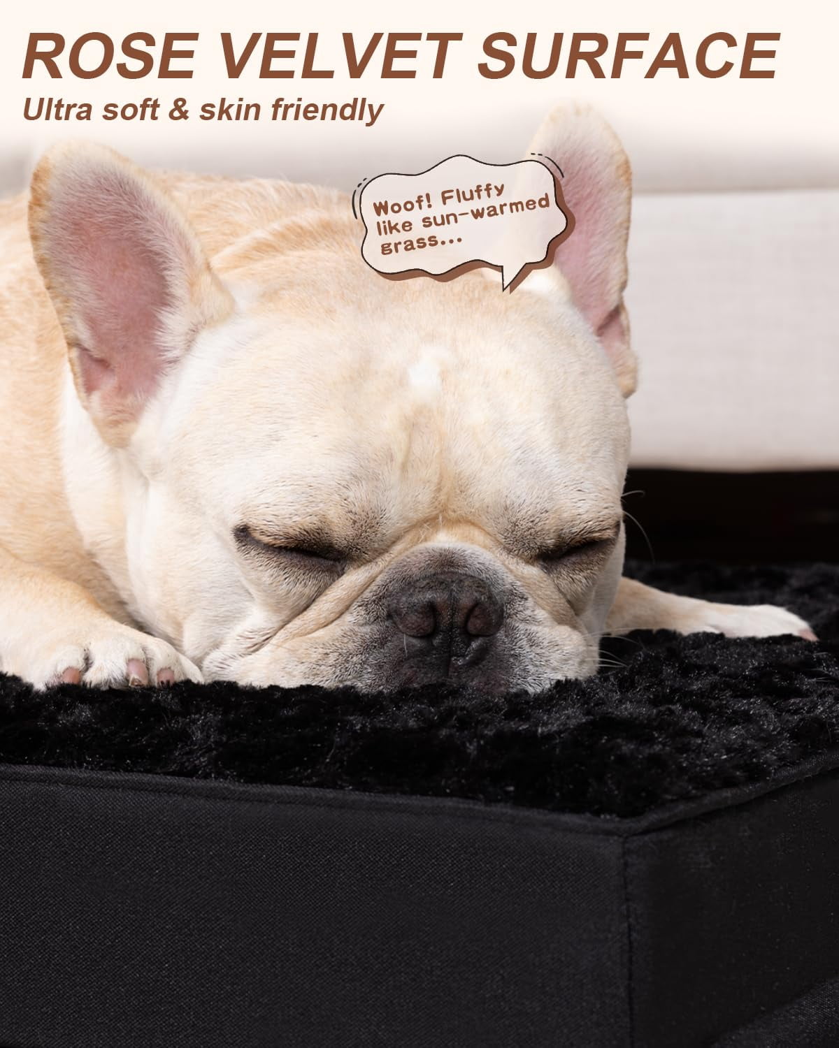 Dog Crate Bed Waterproof Large Soft Rose Velvet Supportive Kennel Pad Egg Foam Removable Washable Cover Non-slip Bottom 35x22 Inch Black