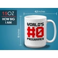 thumbnail image 6 of Progammer Mug White 15oz - World's #0 Programmer - Programmer Debugging Science Coding Geek Nerd HTML Code, 6 of 7