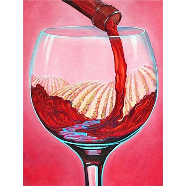 Cuadros Decorativos Kit de pintura de diamante 5D DIY copa de vino tinto mosaico de taladro redondo completo (HJ462) DQrwqpou Nuevos Originales