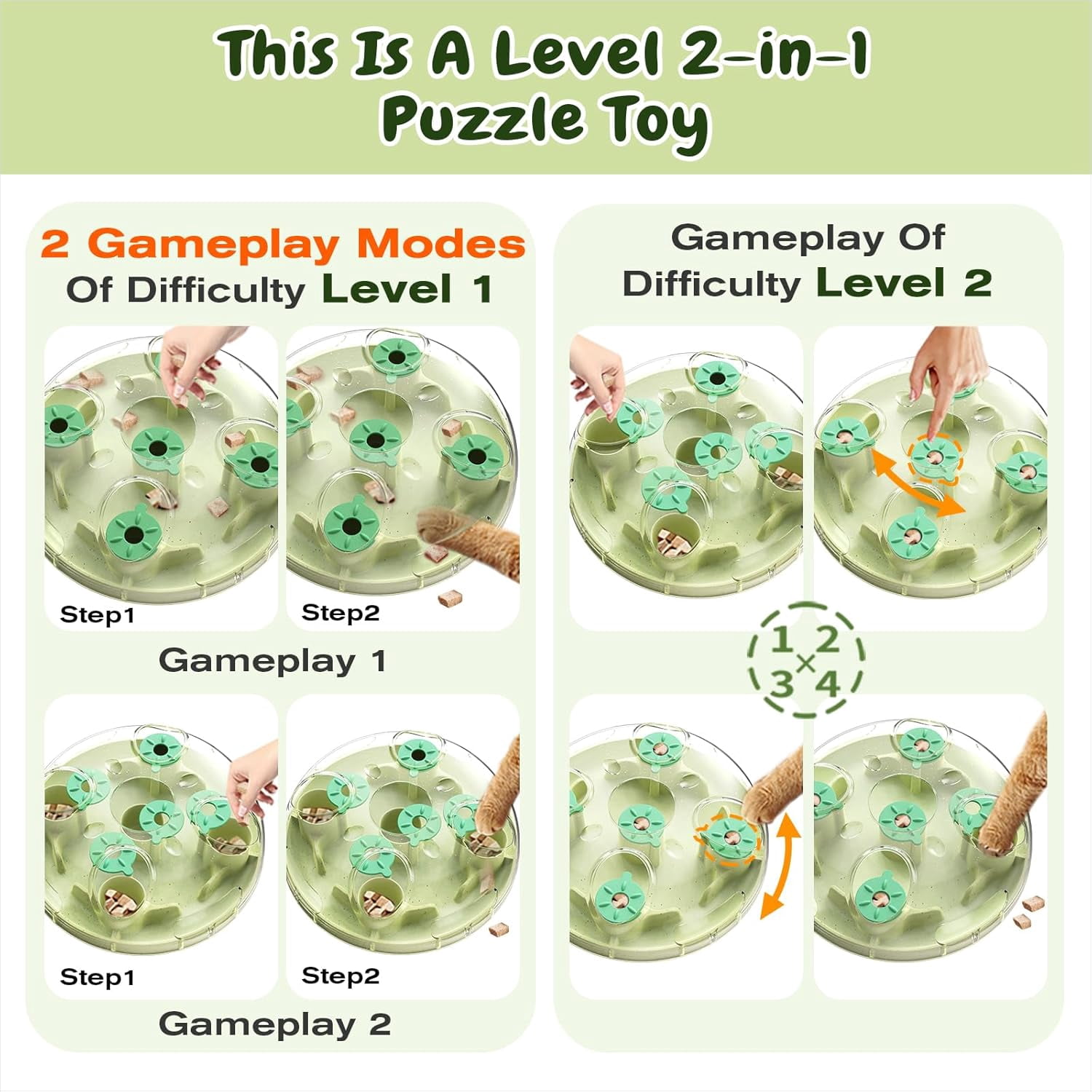 KADTC Cat Puzzle Toy, Large Size, 2 Ways to Play, Treat Puzzle & Foraging Balls for Indoor Cats, Kitten Enrichment Toy, Interactive Brain-Teasing Game