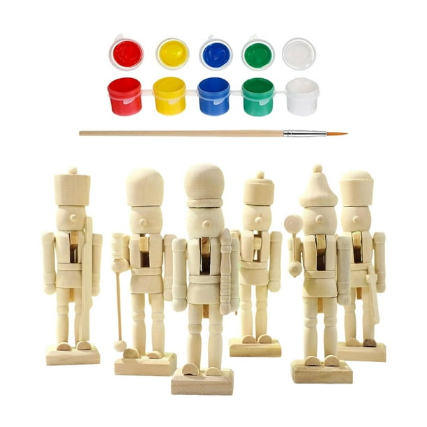 6 piezas de cascanueces navideños de madera para hacer tú mismo, figuras de cascanueces, esculturas de madera en , manualidades para niños,