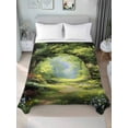 thumbnail image 4 of Twin Flat Sheet 66"x96", Forest Soft Lightweight Bedding Flat Sheets Only, Nature Woodland Spring Scenic Green Trees Flower Brushed Microfiber Top Bed Sheet, Breathable StainResistant Bedsheets, 4 of 9
