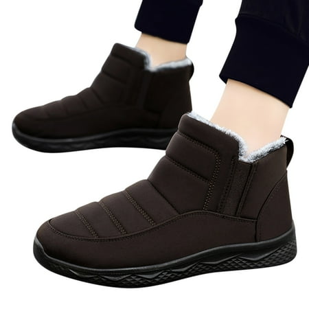 

Chnzic Winter Men Snow Boots Flat Soft Non Waterproof Uppers High Top Plush Warm Comfortable Solid Color On