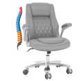 thumbnail image 4 of HomeZeer Big and Tall Executive Office Chair 400LBS, High Back PU Leather with Lumbar Support, Flip-Up Arms & Rubber Wheels for Work Home, Gray, 4 of 10