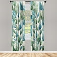thumbnail image 3 of Ambesonne Leaf Print Curtains 2 Panel Set, Leaves in Mosaic Squares, Pair of - 28" x 95", Blue Green Off White, 3 of 4