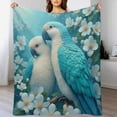 thumbnail image 4 of Blue Parrots in Blossoms Blanket Soft Throw Warm Lightweight Plush Blanket for Couch Bed Sofa, 4 of 5