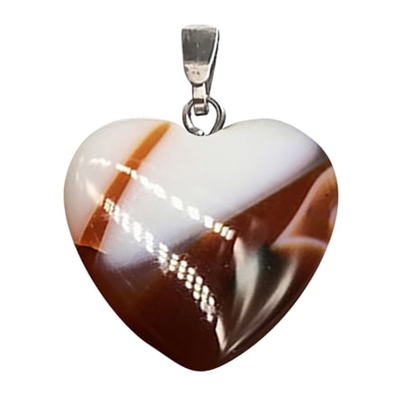 BNNG Heart Pendant Agate Stone Peach Heart Pendant Female Necklace Natural Agate Stone Love Pendant Heart Shaped Natural Stone Pendants Healing Crystal Chakra Gemstone Rock Charms for Jewelry Making
