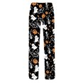thumbnail image 3 of Halloween Pajama Pants Women's Drawstring Lounge Bottoms, Cute Ghost & Pumpkin Print Loose Fit Sleepwear Trousers, Soft Elastic Waist Leggings, 1 Pc Wine M, 3 of 5