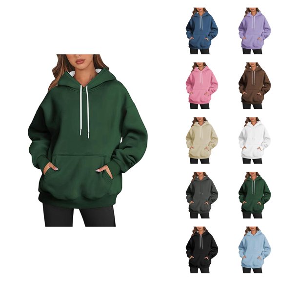 Basic Hoodies for Women 2025 Fashion Hooded Sweatshirt with Pockets Pullover Top