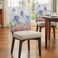 thumbnail image 4 of Watercolor Jellyfish Chair Covers Set of 4 Summer Ocean Seaweed Coral Wood Grain Chair Back Covers Stretch Removable Washable Slipcovers Protector for Dining Room Kitchen Party Decor, 4 of 9