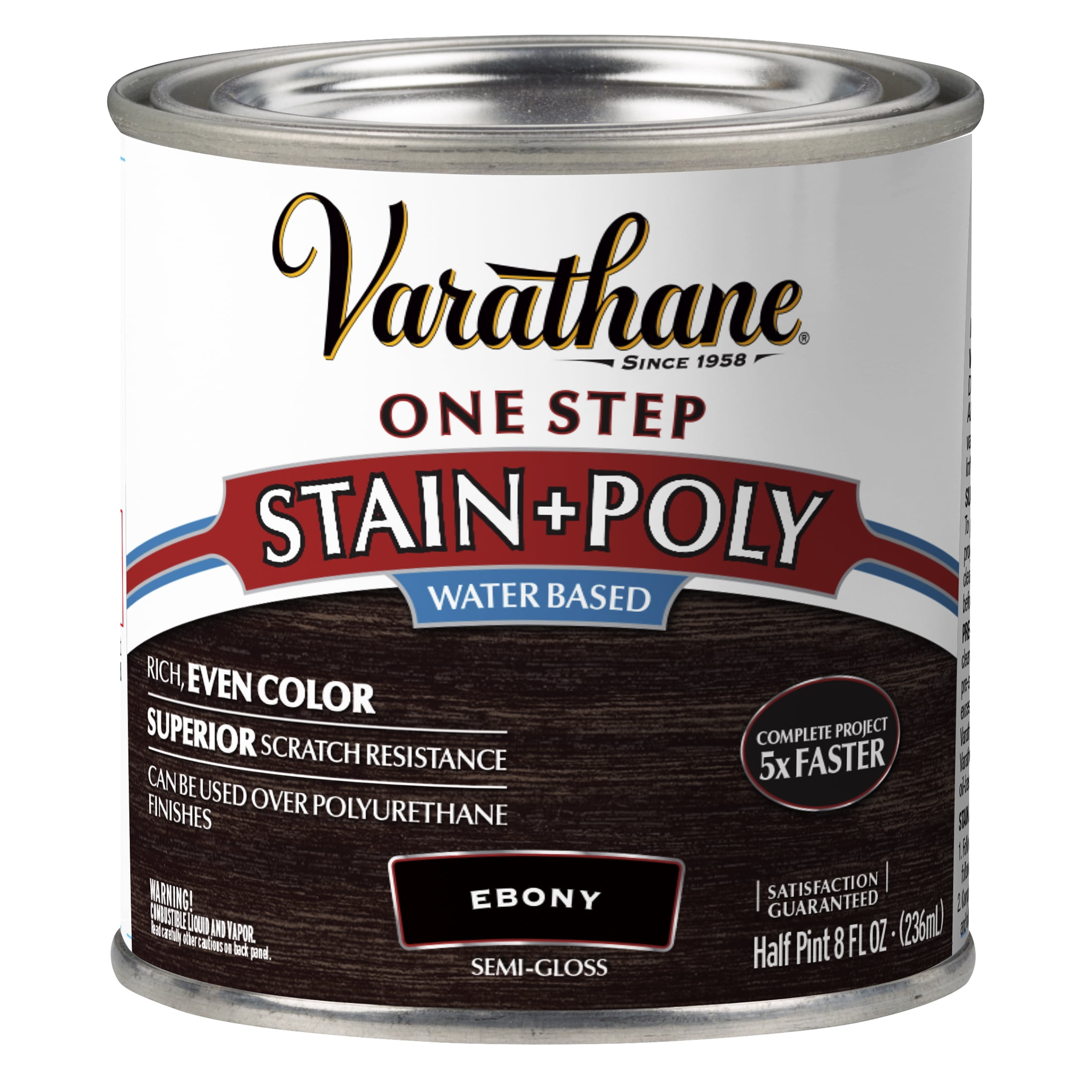 4 Pack, Ebony, Varathane Stain + Polyurethane, Semi-Gloss -384359, Half Pint