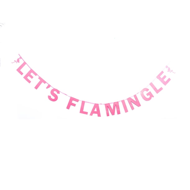 KAKOWELY Banderines 3M Let's Flamingle para fiestas hawaianas, guirnalda colgante de papel con purpurina, decoración