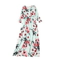 thumbnail image 6 of Frontwalk Mother Daughter Long Maxi Dresses Floral Print Sundress Parent-Child Family Matching Dress Women Girls Loose Sleeve Green (Mom) 2XL, 6 of 7