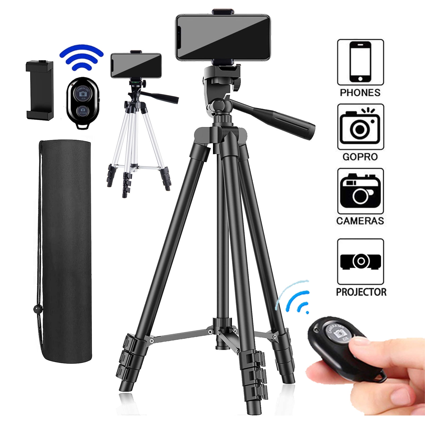 Ralshow Camera Tripod 41-inch Aluminum Tripod for Camera/Smartphone/GoPro/Projector, Portable Telescopic Holder,  Adjustable Height, Lightweight Tripod