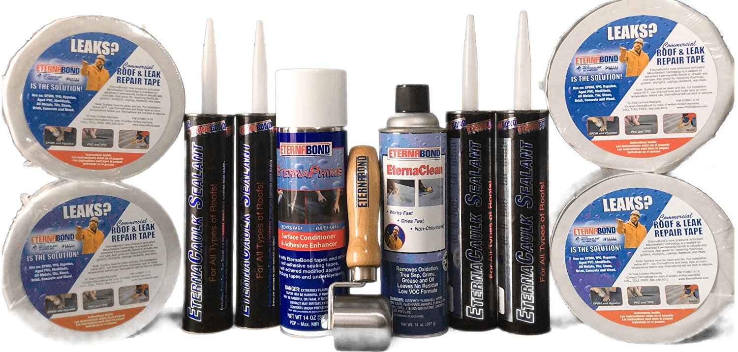 Eternabond Roof Repair Kit Includes Roof Tape, Caulk, Cleaner, Primer