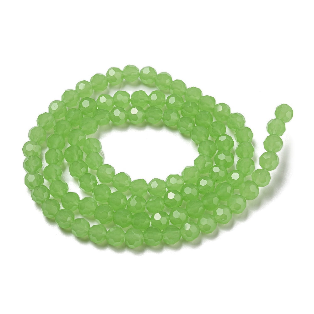 Imitation Jade Glass Beads Stands Faceted(32 Facets) Round Light Green 6mm Hole: 1mm 98pcs/strand 20.47inch(52cm)