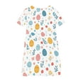thumbnail image 3 of Girls Easter A Line Dress Easter Cute Eggs Graphic Short Sleeve Stretchy Dress Loose Round Neck Dance Dress For Kids Multicolor 4-5 Years, 3 of 4