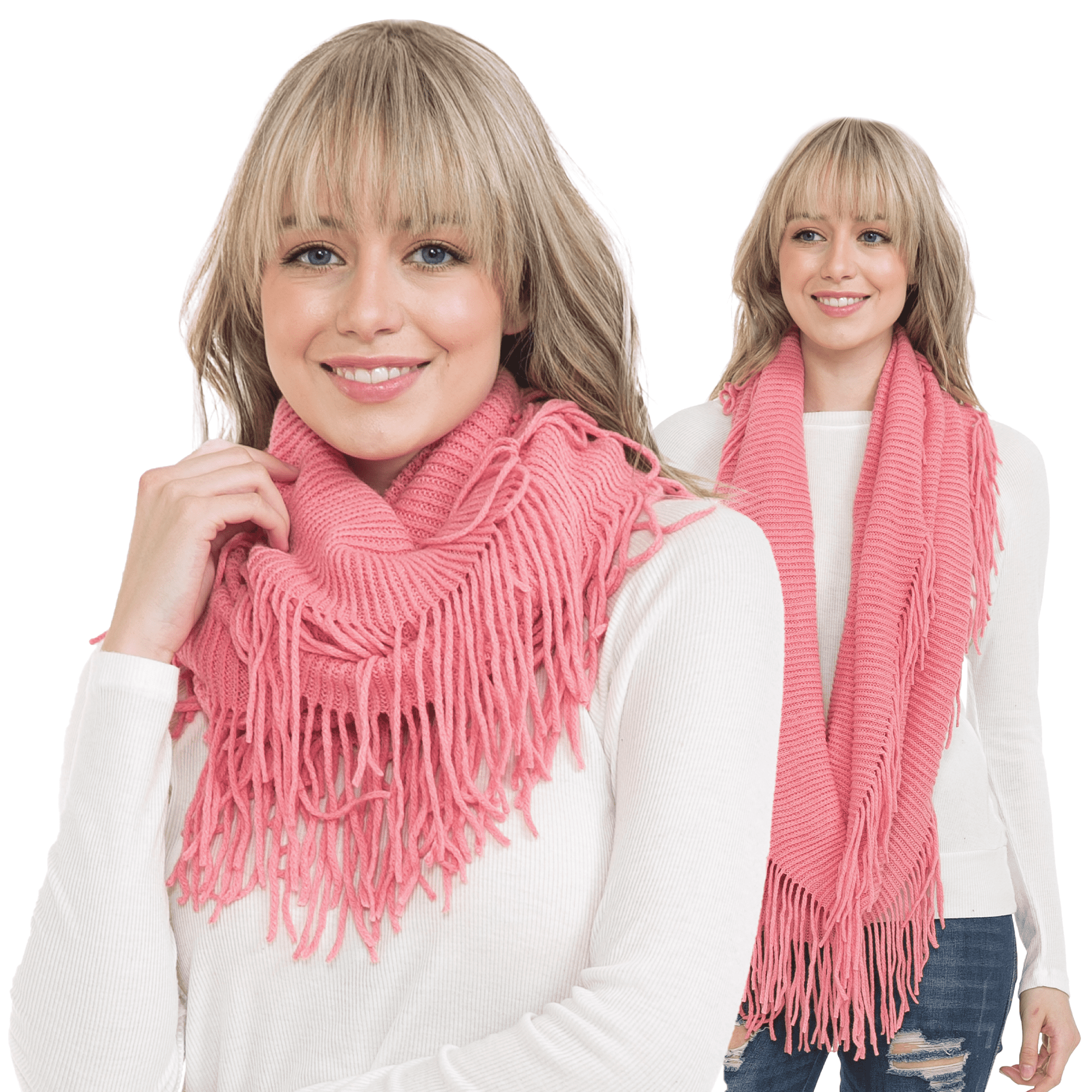 BASICO Warm Knit Winter Scarfs for Women Coral Infinity Scarf Circle Loop Scarves