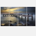 thumbnail image 2 of Old Wood Boat Jetty into Blue Sea - Sea Bridge Canvas Art Print, 2 of 3