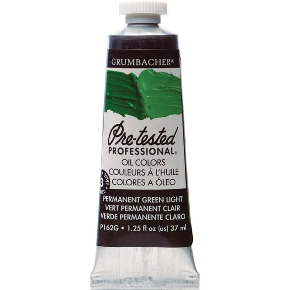 Grumbacher Pre-Tested Oil Color, 37ml Tube, Permanent Green Light