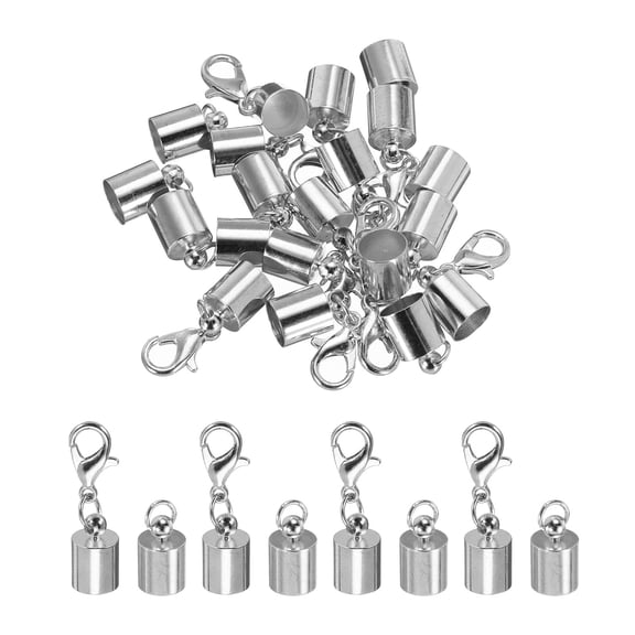 Uxcell 10Pcs Cord End Caps, 6.5mm End Caps Barrel Beads Kumihimo End Caps Iron for DIY Craft (Dark Silver)