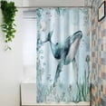 thumbnail image 4 of Shower Curtains for Bathroom-66"x72",Beach Cyan Whale Coral Shell Waterproof Bath Curtain Grommet Shower Curtain Set with Hooks,Summer Coastal Ocean Theme Washable Bath Accessories, 4 of 7