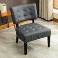 thumbnail image 4 of Roundhill Furniture Blended Leather Tufted Accent Chair with Oversized Seating, Gray, 4 of 10