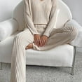 thumbnail image 5 of MSJUHEG Workout Sets For Women Blouses For Women Dressy Casual Women'S 2023 Fashion Casual Straight Leg Pants Loose V Neck Knit Set Lounge Sets For Women Beige Xxl, 5 of 8