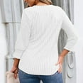 thumbnail image 4 of Fanxing Pullover Sweater for Women Trendy 3/4 Lenght Smock Sleeve Tunic Tops Henley V Neck Button Knit Blouses White L, 4 of 4